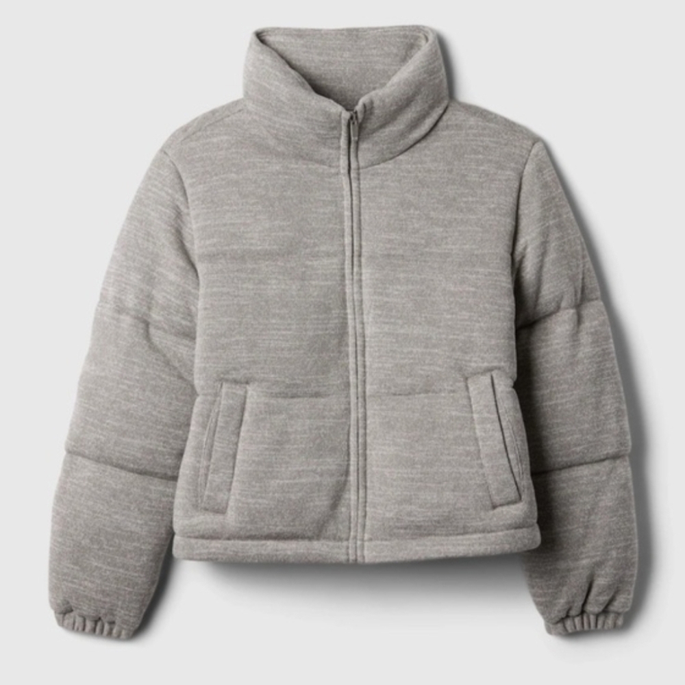 NWT Gap Relaxed Short Puffer Jacket Grey Size S
